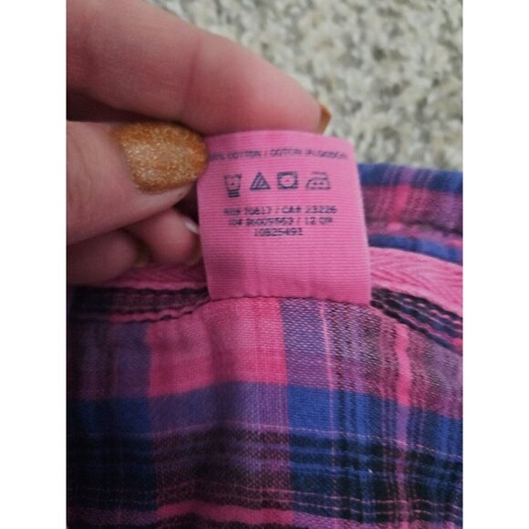 VTG Womens Victorias Secret PINK plaid Button Up Shirt Y2k Cabin Barbiecore - Picture 8 of 14
